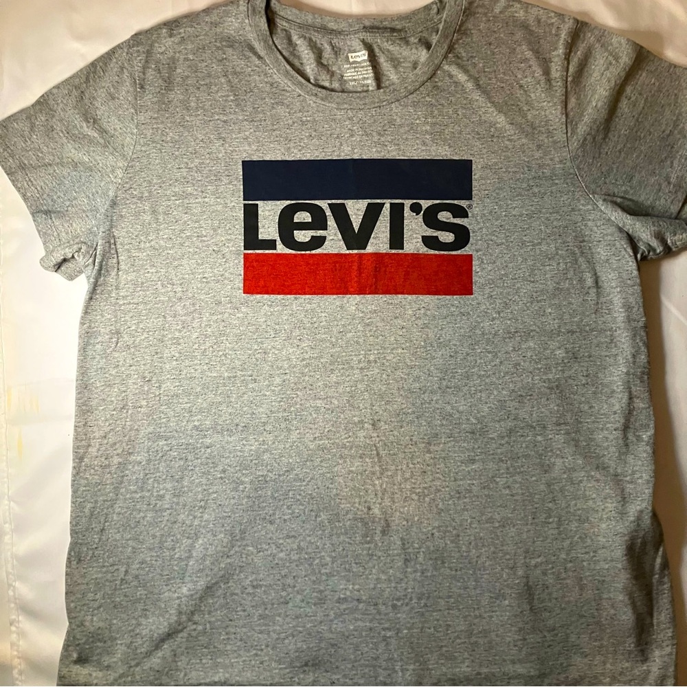 Levis Men’s Graphic Tee Shirt Size Size XXL 100% Cotton Grey Short Sleeve